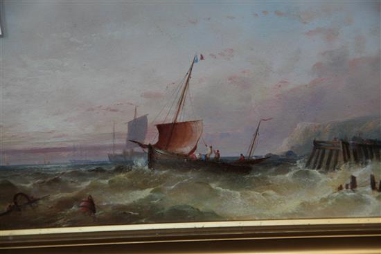 William Henry Williamson (1820-1883) Fishing boats off the coast, 7.5 x 13.5in.